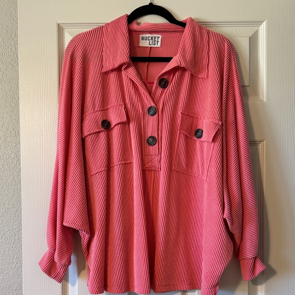 BUCKETLIST Coral Button Down Shirt